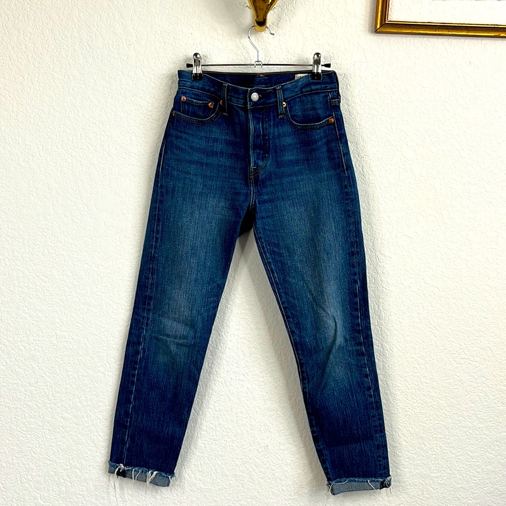 Levi's Frayed High Rise White Oak Cone Denim Jeans